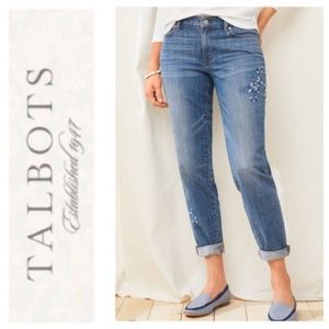 Talbots 'Floral Embroidered Denim Girlfriend' cropped jeans - size 4 (Regular)
